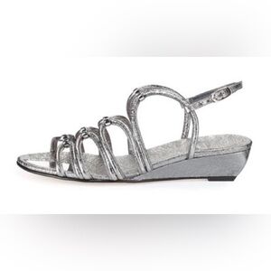 Stuart Weitzman Nuts Demi-Wedge Sandal Iron Foil